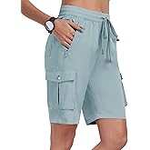 MoFiz Women's Cargo Shorts Quick Dry Athletic Shorts Lightweight Running Summer Hiking Shorts with Pockets