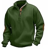 Scapodo Men's Casual Striped Sweatshirt Autumn/Winter 1/4 Button Loose Pullover Sweatshirt for Vacation and Daily Life