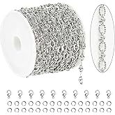 KYUNHOO 16.4 Feet Stainless Steel Chain Bulk Dainty Embossed Oval Cable Link Chain Roll Silver Jewelry Making Chains for Women Men DIY with Jump Rings Lobster Clasps