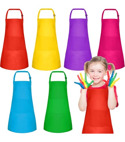 Steowsey Pack De 12 Delantales Y Gorros De Chef Para Niños De 2 A 6 Años – Ajustable Con Bolsillos, Ideal Para Cocina, Pintura Y Juegos De Rol