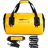 AFISHTOUR 40L Waterproof Motorcycle Duffel Bag - Motorcycle Luggage Tail Bag with Straps for Back Seat - Roll Top Dry Bag for Kayaking, Rafting, Boating, Camping, Travel, Beach (Yellow)