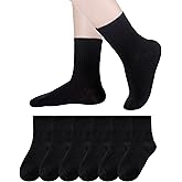 Eyean Kids Athletic Crew Socks Boys Girls Cotton School Uniform Casual Basic Socks 6 Pairs