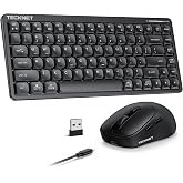 TECKNET Compact Wireless Keyboard and Mouse Combo, 3-Mode Rechargeable | Compact, Slim and Quiet, Connects Up to 5 Devices via Bluetooth, 2.4G or USB-C Wired, for Mac/Win, Home Office and Travel