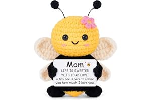 GLEEVERA Gifts for Mom from Daughter Son, Mom Gifts for Christmas Birthday - Cute Handmade Crochet Bee - Valentines Mother Day Bonus Step Mother In Law, I Love You Mama Present, Emotional Support Crochet Decor