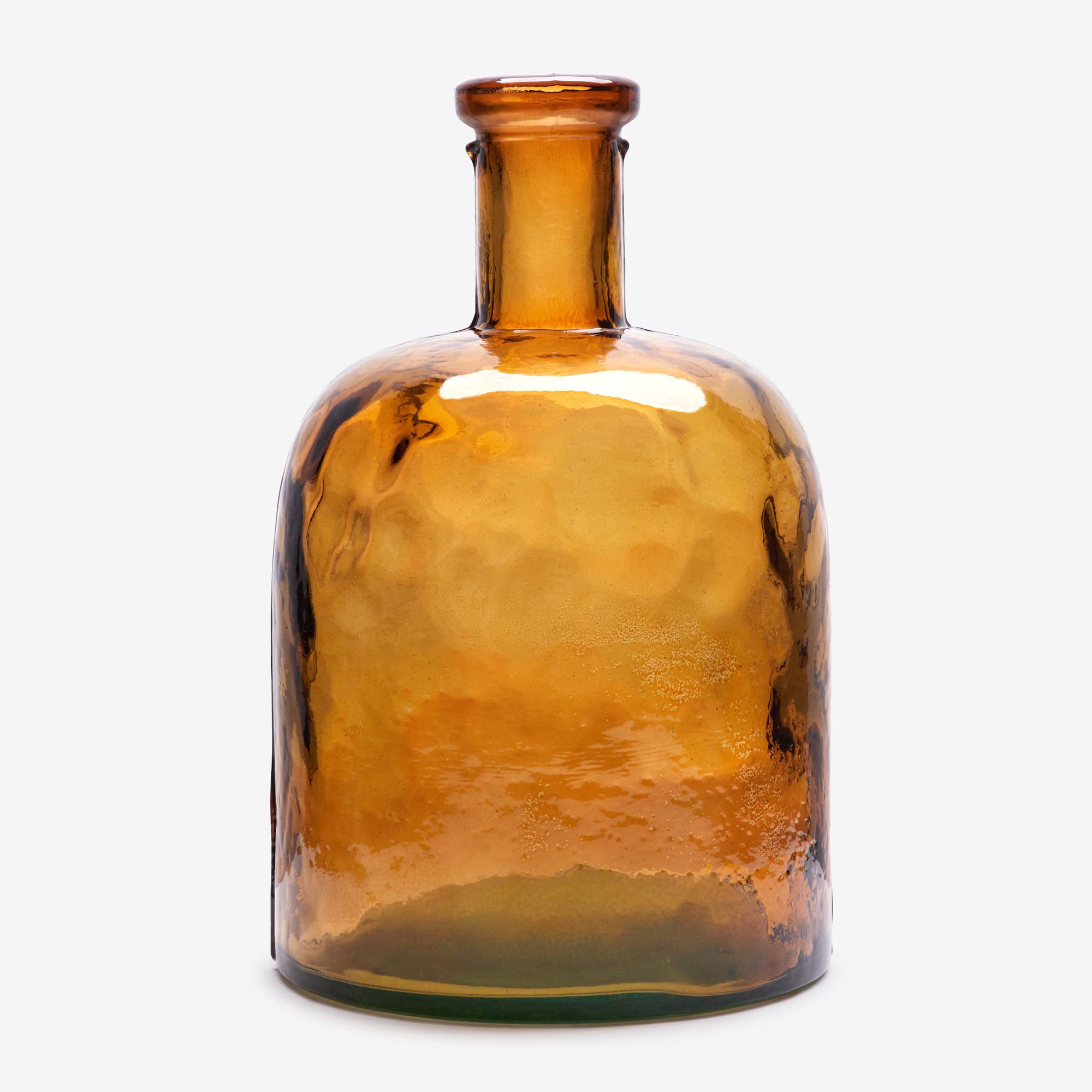 Plain Recycled Glass Wide Bottle Handmade Mediterranean Style Glass Carafe for Home Decor, Vase, Flower Vase (Amber) — image 1