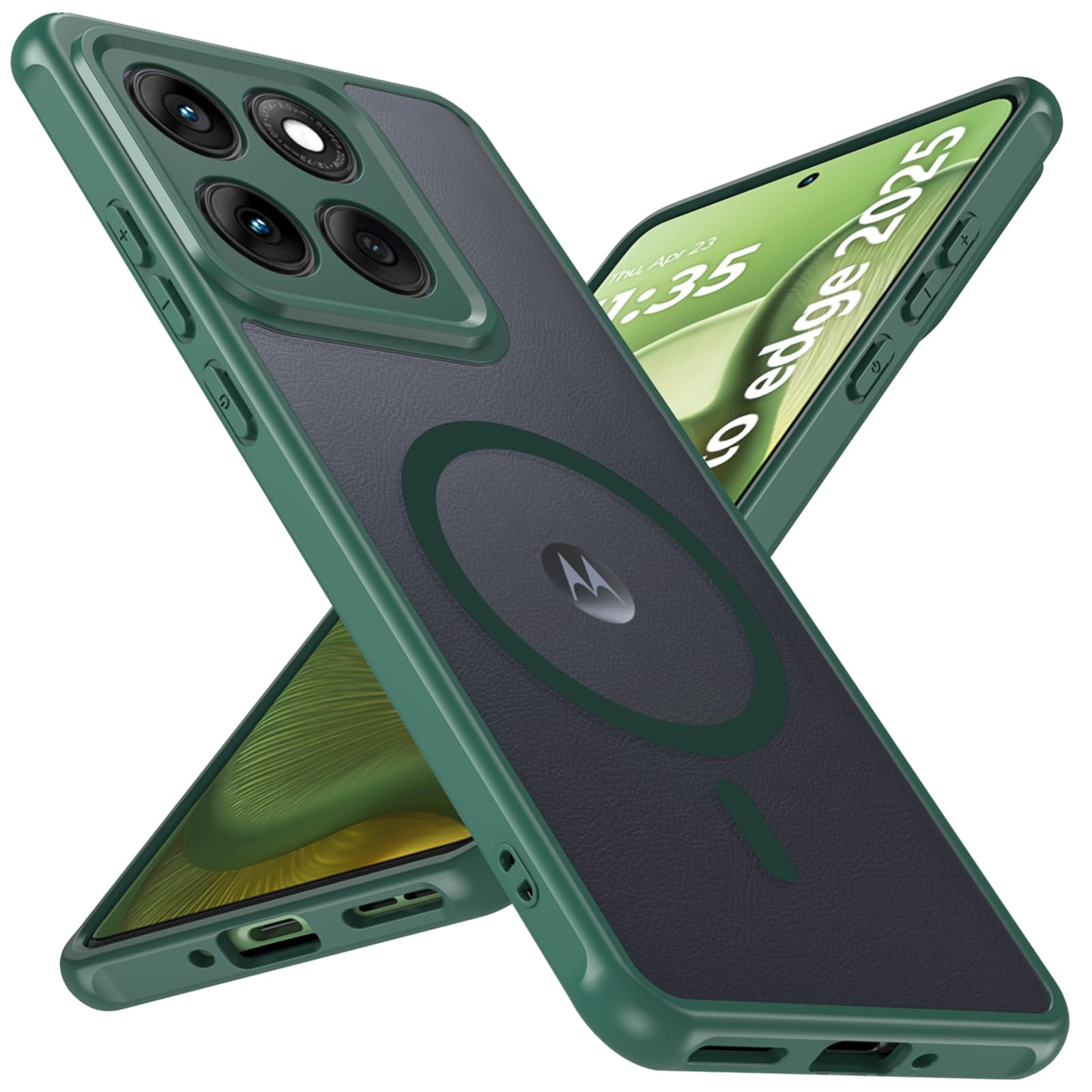 For Motorola Edge 2025 Case, Magnetic [38 N52 Magnets] Military Grade Drop Protection moto edge 2025 case - Raised Camera Lips Slim Matte Anti-Slip Phone Cover Case For Motorola Edge 2025, Green