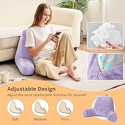 Sasttie Reading Pillow for Bed, Velvet Back Support