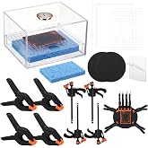 Didaey Card Flattening Kit Trading Card Flattening Tool Kit, Clear, Acrylic | Card Making Kits, 1 Moisturizing Box 3 Acrylic Plates 4 Vices 4 Clamps 2 Indent Mats, Foam Mat, for Fix Bent Cards