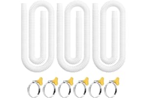JEKIVEY Pool Hose for Above Ground Pools, 3 Packs 1.25" Diameter Pool Pump Replacement 59 Inches Length Swimming Pool Hose with 6 Pcs Hose Clamps
