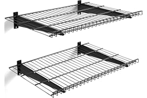 Aking Ace 2 Pack Garage Wall Mounted Shelf, 21.7" x 11.4" Heavy Duty Wall Storage Shelves for Garage, Workshop, Laundry Room and Kitchen, Max Load 50 lbs (Black,2 Pack)