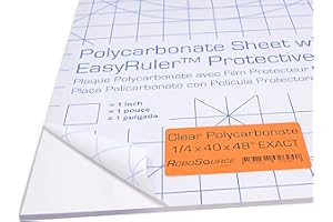 ROBOSOURCE Polycarbonate Clear Plastic Sheet 40" X 48" X 0.236" (1/4") Exact with EasyRuler Film, Shatter Resistant, Easy to Cut, Bend, Mold Than Plexiglass. Window Panel, Hobby, Home, DIY, Industrial, Crafts