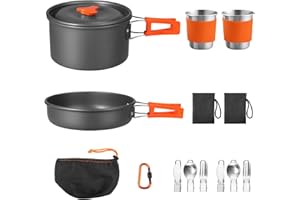 FUNYKICH Camping Pots and Pans Set, Non-Stick Camping Cooking Set, Lightweight Camping Cookware with Storage Bag for Camping,
