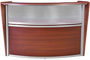 Romig Regency Marque Plexi Single-Unit Reception Curved Desk Workstation “72W x 32D” - Cherry
