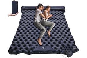 Camping Double Sleeping Pad,Ultralight Self Inflating Sleeping Mat for 2 Person with Pillow Built-in Foot Pump,Portable Campi