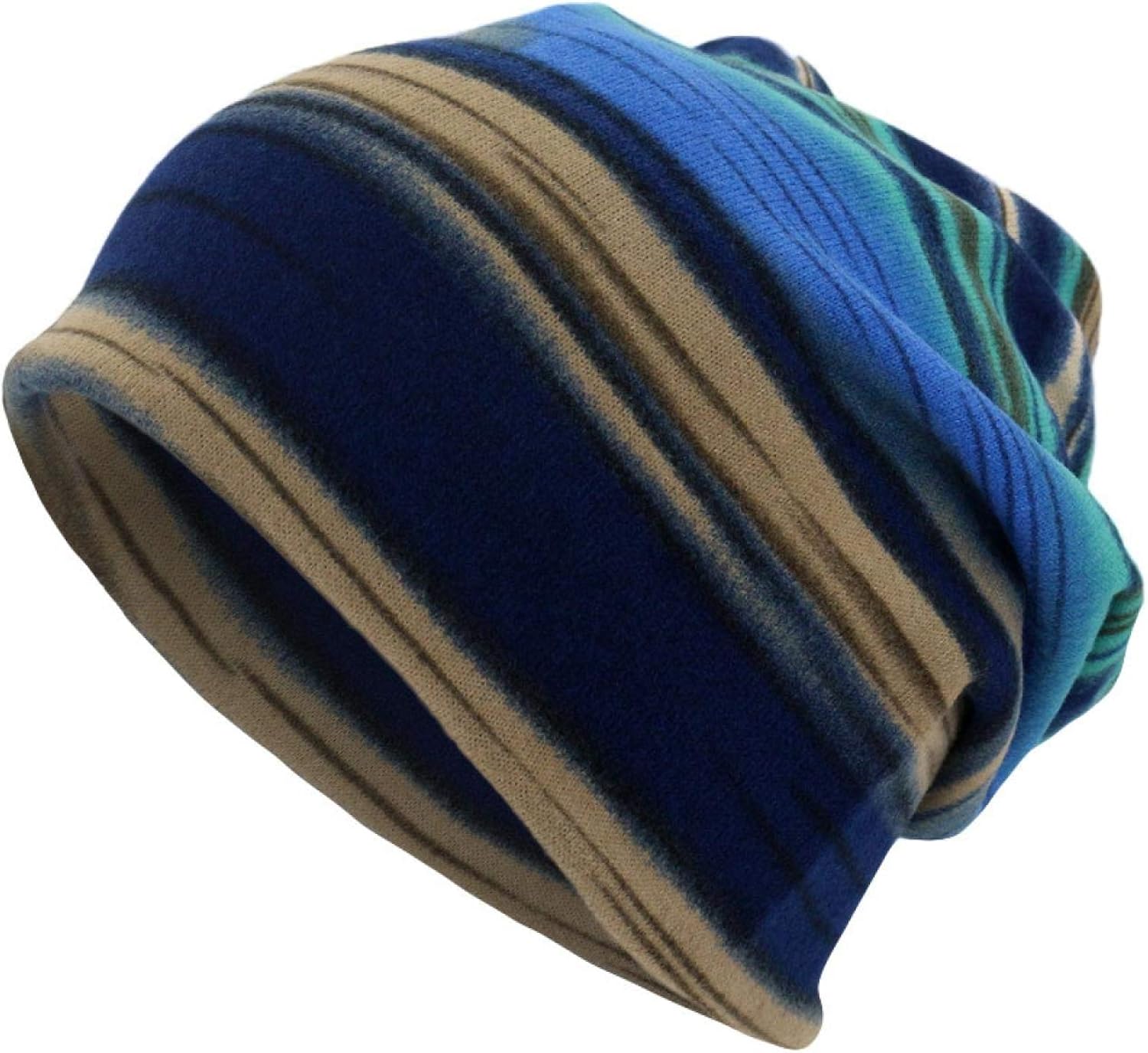 YOULIER Beanies Men Winter Hat Stripe Print Knitted Hats for Men Cap