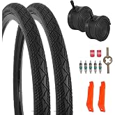 RUHUO 2-Pack 20x1.75 Bike Tire Tube, 20 Inch Mountain Bike Tires &amp; Tubes, Folding Replacement Bicycle Tires with 2 Tire Levers for Hybrid, City Commuter, Urban