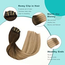 SURNEL Clip in Hair Extensions Balayage Dark Brown