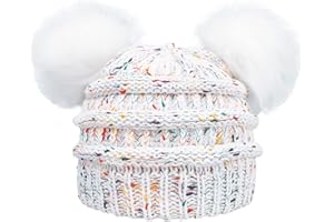 LIUSUPER Women Girls Winter Sequin Cat Ears Hat Knitted Warm Beanie Hat Cute Ski Skull Cap Crochet Beanies