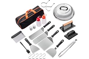 KACHUAN BEAR 24Pcs Griddle Accessories Kit, Flat Top Grilling Accessories for Blackstone and Camp Chef, Perfect Grill Spatula Set Tools, Basting Cover, Scraper for Outdoor Barbecue (24 PCS Accessories KIT)