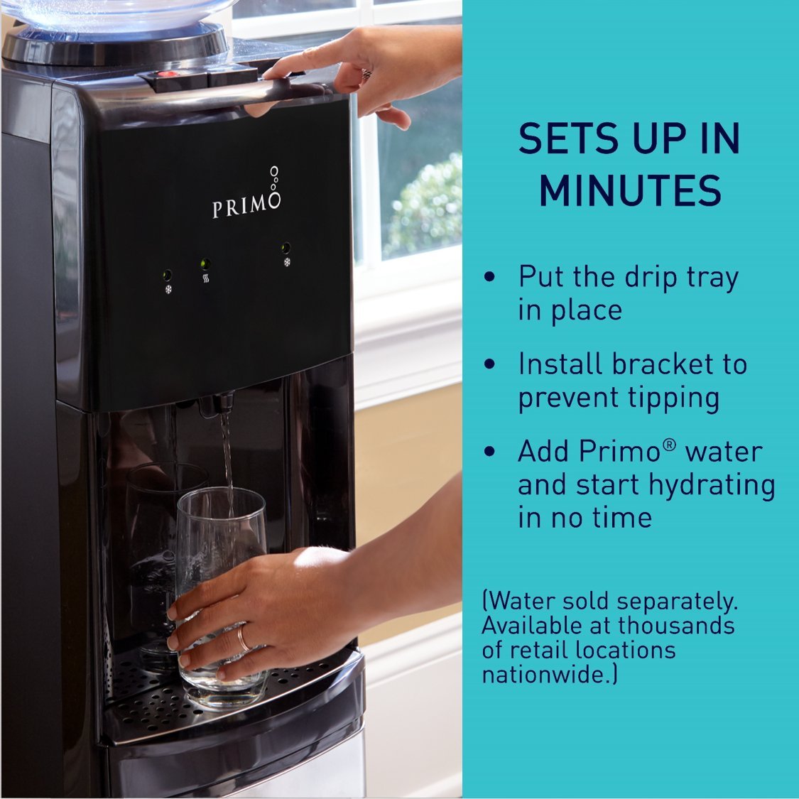 Primo Top Loading Water Cooler 3 Temperature Settings, Hot, Cold