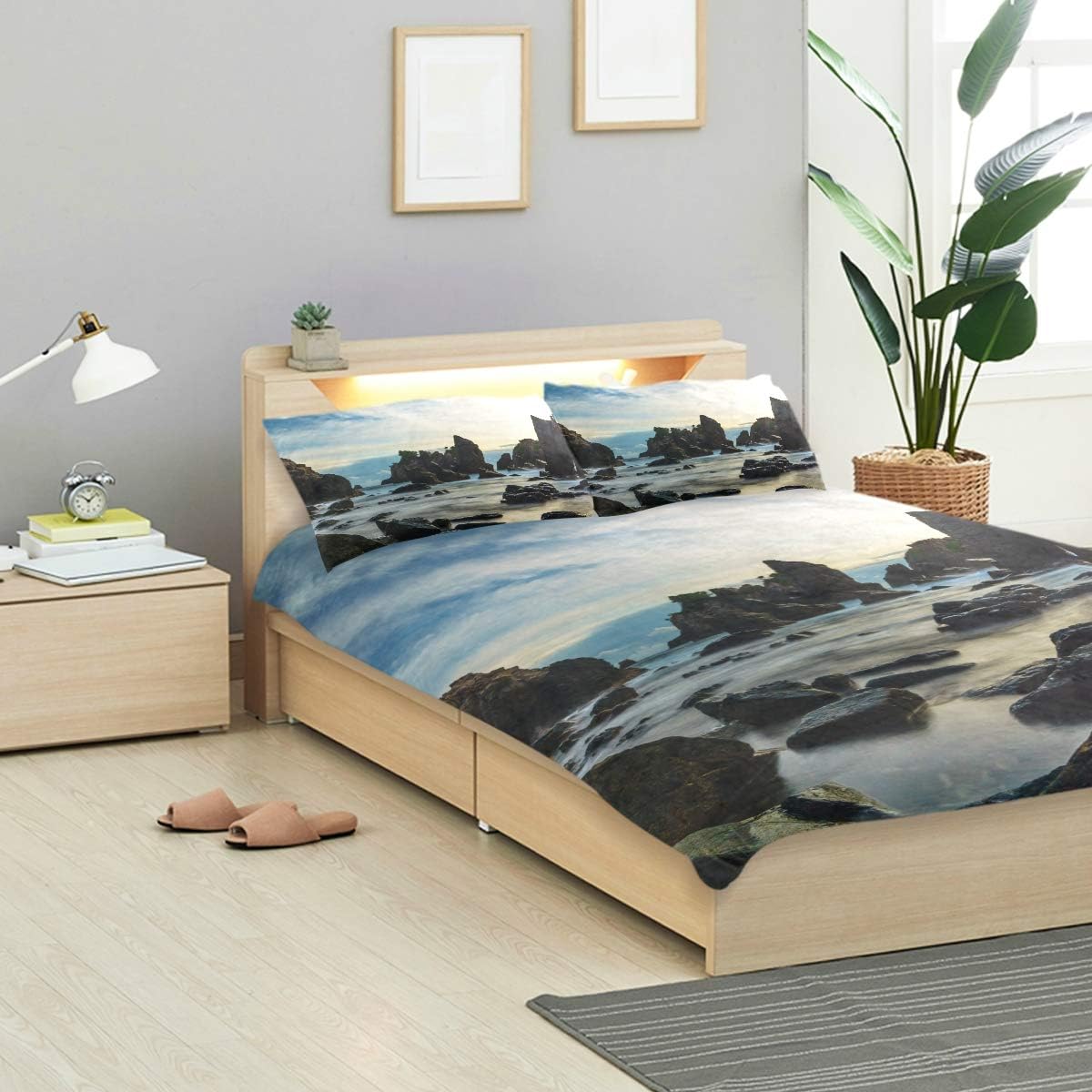 YCHY Shark Teeth Gigi Hiu Beach Kelumbayan Brushed Microfiber 1 Duvet Cover 2 Pillow Shams Zipper Closure Full/Queen