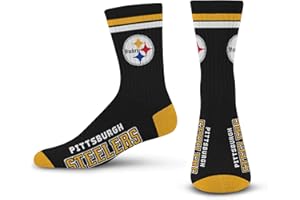 FOR BARE FEET FBF - Official NFL 2 Stripe Adult Team Logo & Colors Crew Dress Socks Footwear for Men and Women Game Day Apparel