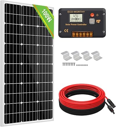 ECO-WORTHY 100W Solar Panel Kit 12V with 30A Charge Controller Off-Grid