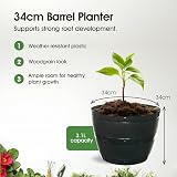 Whitefurze G0834BL 34cm Barrel Planter Black – 34 cm Diameter & Height view 2