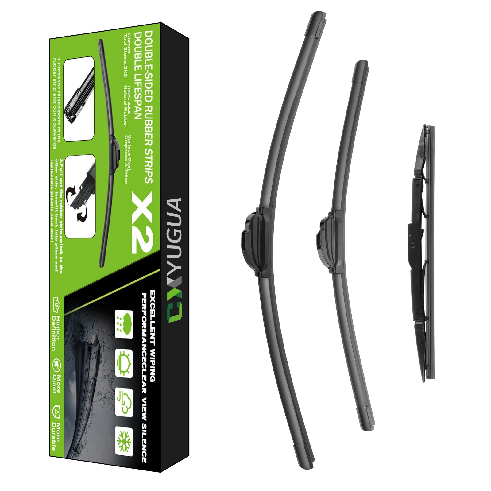 Photo 1 of CXYUGUA Wiper Blade Replacement for CRV CR-V 2012-2016, Windshield Wiper Blades 26"+16" With Rear Wiper 13" (Set of 3) U/J HOOK, Double Sided Rubber Strips and Longer Life