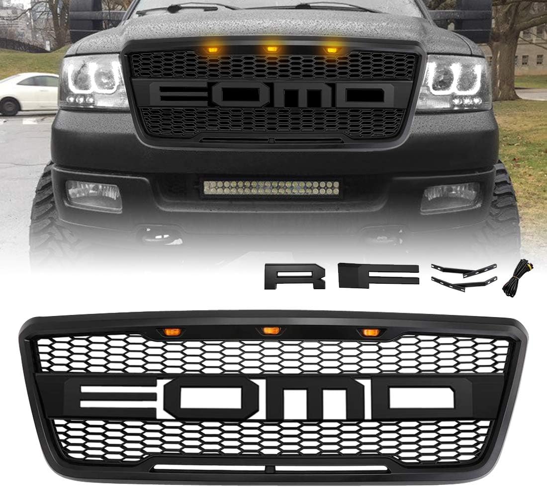 Amber Led Lights Matte Black Front Grill For Ford F150 2004 2005 2006 2007 2008 Replaceable Letters Raptor Style Grille Exterior Accessories Automotive Mhiberlin De