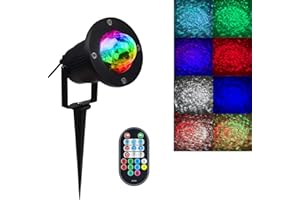 CHILIPILI Outdoor Water Ripple Projector Light, Water Wave Light LED Waterproof Garden Lights 10 Colors RGBW Water Effect or Flame Fire Ripple Lamp with Remote for Halloween Christmas Swimming Pool Patio Decor