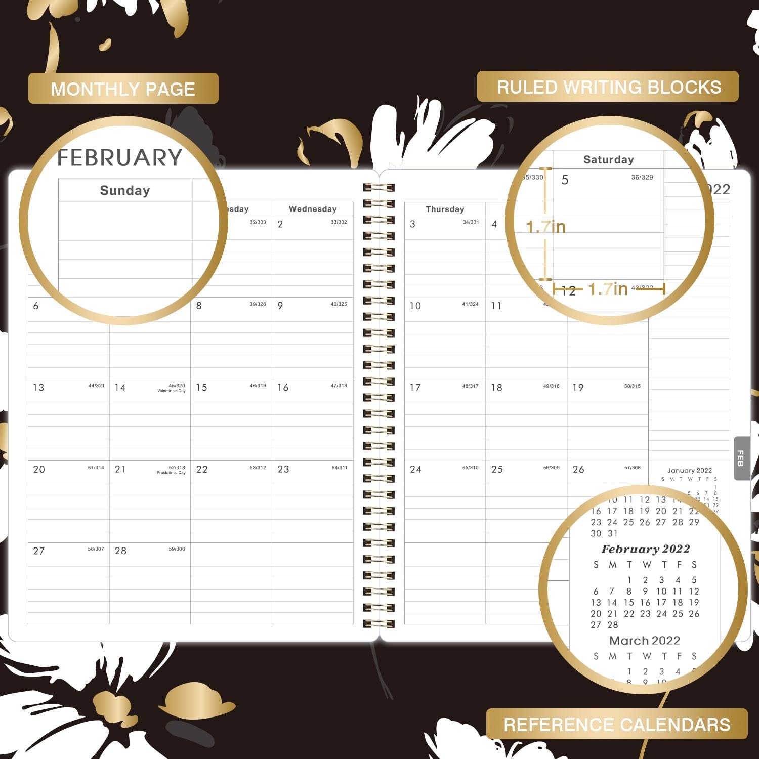 2021-2022 Planner - 2021-2022 Academic Planner from July 2021 to June 2022, 8" x 10" with to Do List, Floral Cover with Twin-Wire Binding, Printed Tabs : Office Products