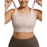 VFUS Adjustable High Impact Sports Bra Zip Front Sexy Mesh Racerback Workout No Bounce Compression Bras for Women Plus Size