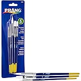 Prang Hobby Paint Brush Set for Oil, Watercolor, Acrylic and Tempera, Wood Handle White Bristles, 5 Assorted Sizes…