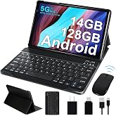 2026 Lastest Android Tablet 10 inch Android Tablets with 14GB RAM 128GB ROM, Octa-Core 2.0 GHz, 8000mAh Battery, 5G WiFi, BT 5.0, HD IPS Touchscreen, 5 MP + 8MP Camera,Tablet with Keyboard Mouse, Grey