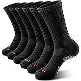 Bigant Kids Athletic Crew Socks Cushioned Compression Boys Girls Youth School Casual Socks Sports Running Arch Support 6Pairs