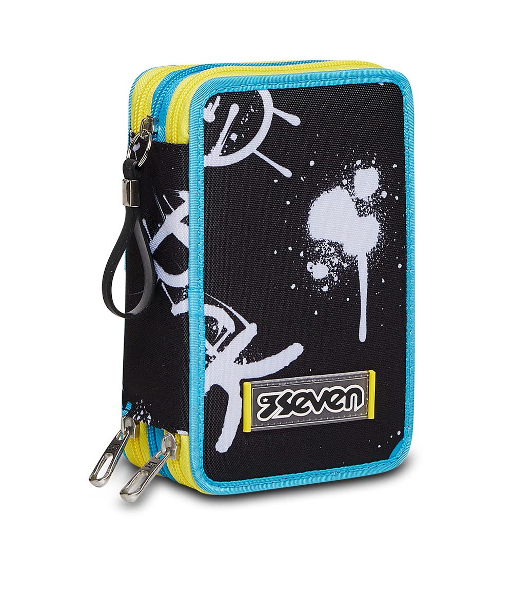 Seven Astuccio 3 Zip 3 ZIP CASE - ABSTRACT GRAFFITI BOY, Black,