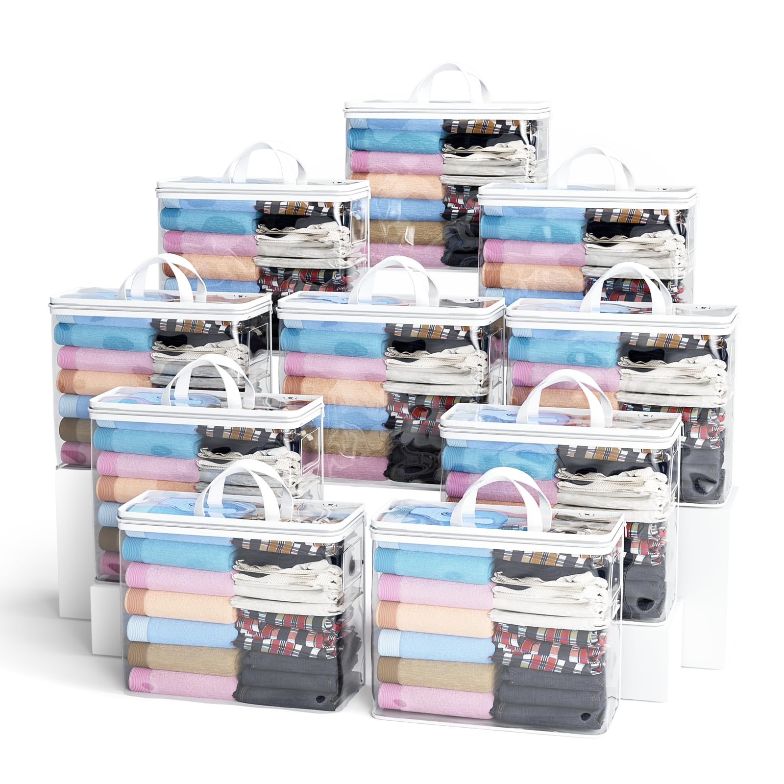 Photo 1 of 10PACK Clear Zippered Storage Bags for Clothes, 22L Closet Organizers Bag, and Blanket Storage Bags for Bedding, Linen, Blankets, Comforters, Clothing & Toys (White)