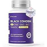 VIVI Youth Menopause Supplements for Women with Black Cohosh 5:1 Extract - Hormone Harmony for Hot Flashes, Night Sweats, Mood Swings & Bloating - 30 Servings