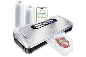 BEELICIOUS PRO Vacuum Sealer Machine with AirLock ProSeal System, 10-in-1 Vacuum Sealer for Food, Dry & Moist Modes, Compact Design with Digital Timer, Built-in Cutter & Roll Storage, Stainless Steel