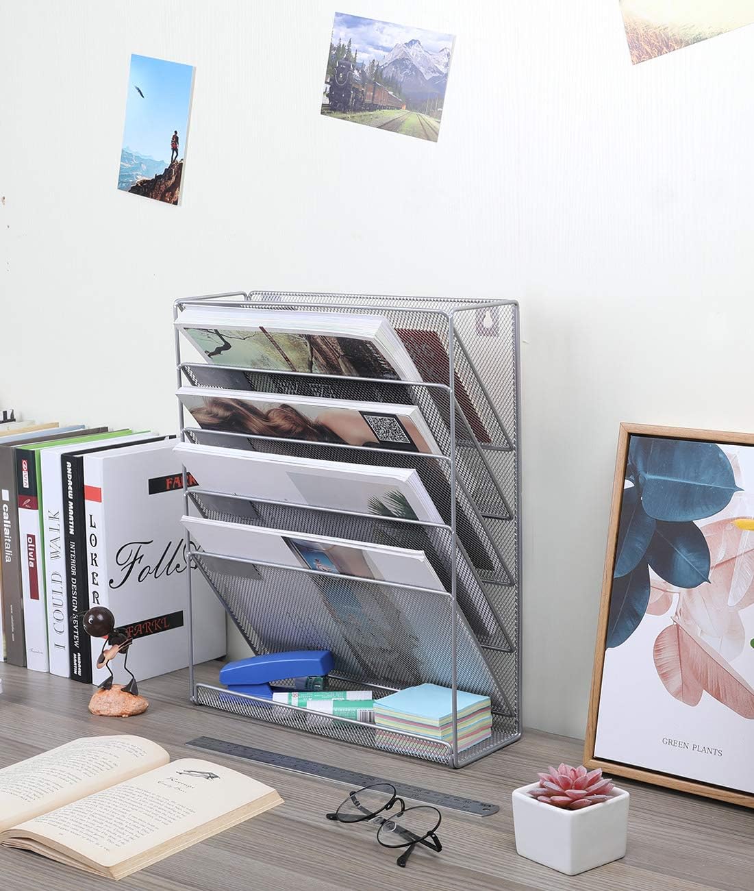 EasyPAG Mesh Wall Hanging File Holder Organizer Mounted Document Tray, Silver : Office Products