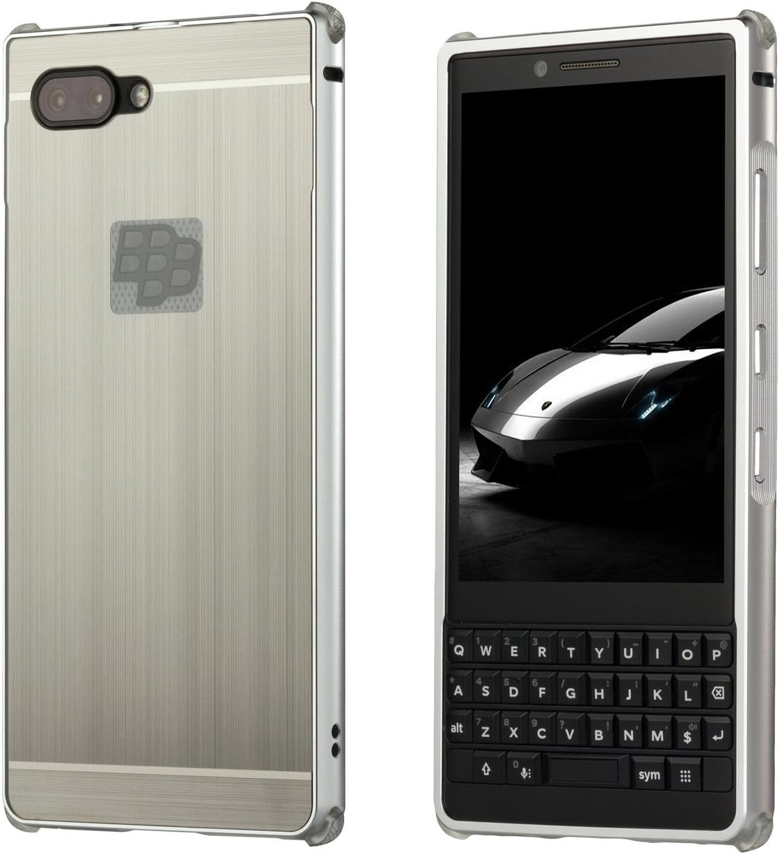 DAMONDY BlackBerry KEY2 Case, Luxury Ultra Thin Imitation Metal Brushed Premium Aluminum Shockproof Protective Bumper Hard Back Case Cover for BlackBerry Key 2/KEYtwo-Silver