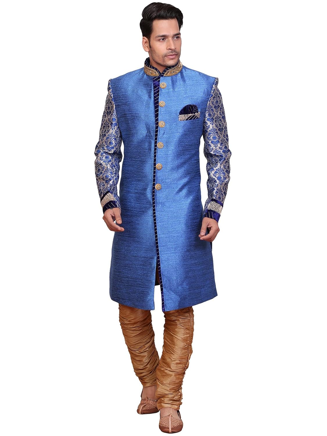 a.b.c. garmentsblue silk sherwani for mens
