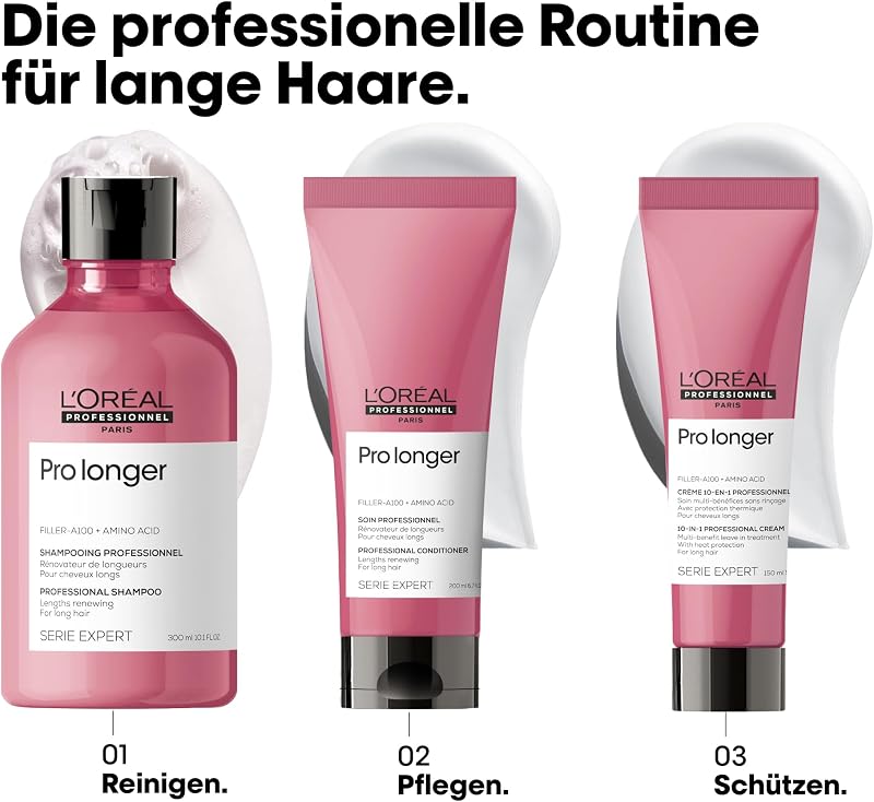 L'Oréal Professionnel Stärkende Spülung für langes und dünnes Haar, Mit Filler A-100 & Aminosäuren, Serie Expert, Pro Longer Conditioner, 200 ml