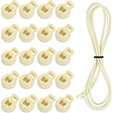 uxcell 40 Pcs Single Hole Cord Locks with 39Inch Elastic Shock Cord, Plastic Spring Toggle Stopper Clip with Stretch String for Shoelaces Drawstrings Paracord, Beige
