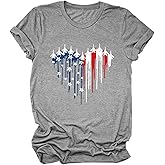 USA Flag Tee Shirt for Women 4th of July Memorial Day T Shirt American Proud T Shirt Casual Short Sleeve Graphic Tee