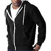 Ohoo Mens Slim Fit Long Sleeve Zip-up Fleece Hoodie With Kanga Pocket