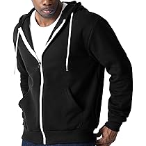 Ohoo Mens Slim Fit Lightweight Fleece Zip Up Hoodie with
