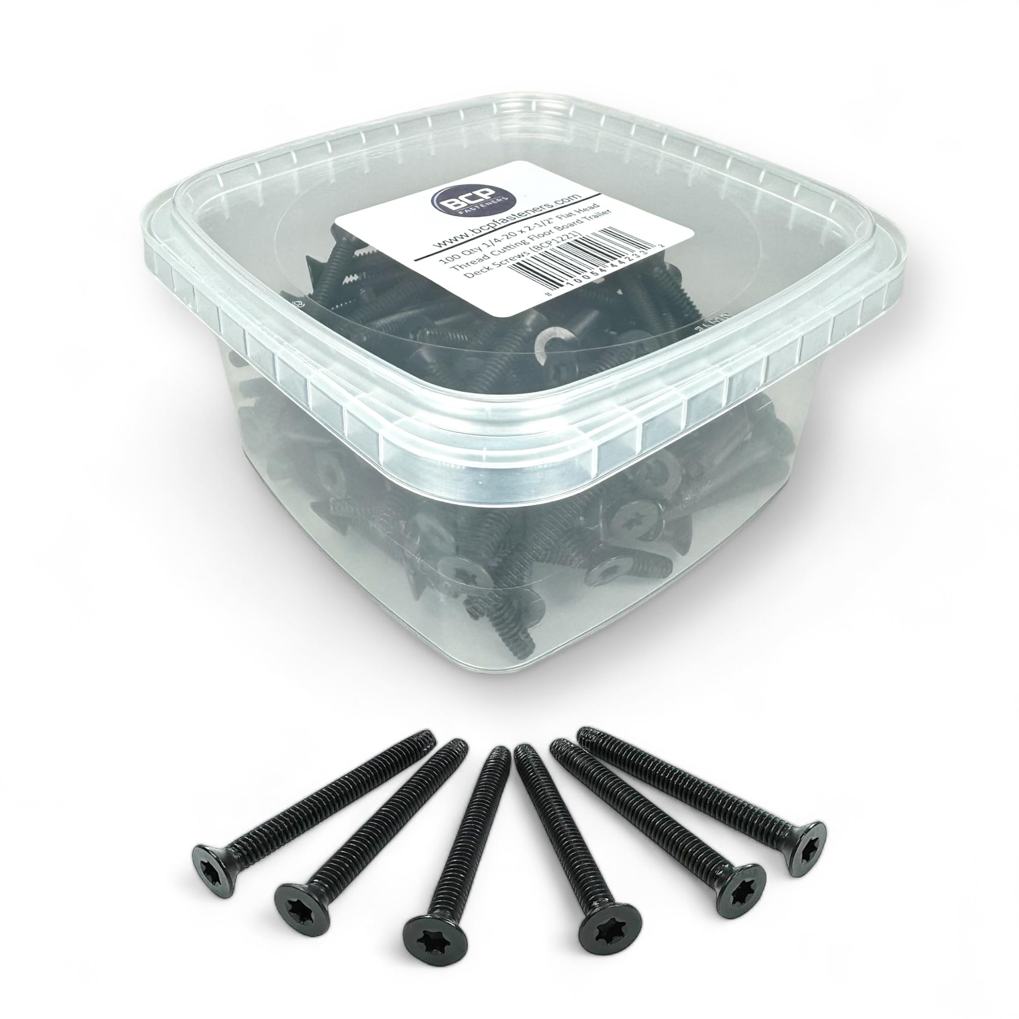Photo 1 of BCP Fasteners 1/4-20 x 2-1/2" Trailer Deck Screws 100 Qty - Black Trailer Screws for Trailer Flooring & Floorboards, Flat Head, T30 Star Drive, Type F, Compatible with Hardwoods & Softwoods BCP1221