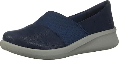 clarks womens navy flat shoes